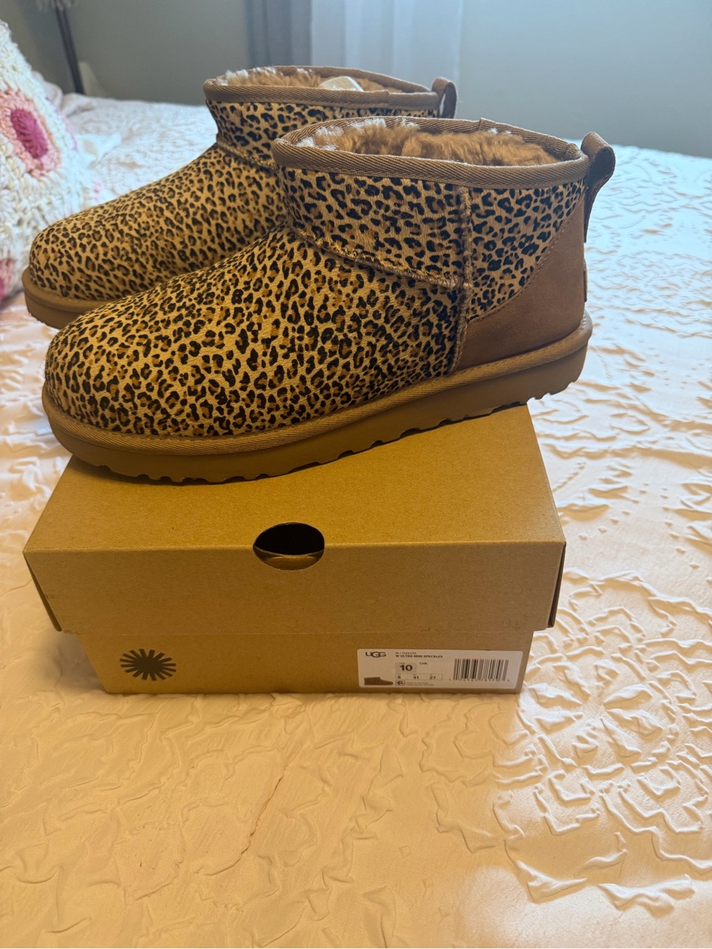 UGG Leopard-Print Slip-On Ankle Booties